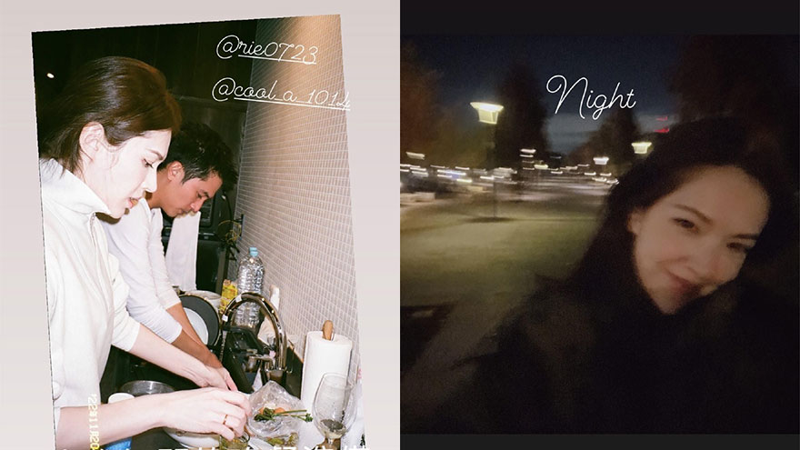 许玮甯与老公邱泽共同准备晚餐 二人同框十分甜蜜