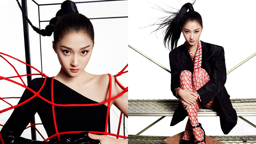 关晓彤晒“极线眼妆”时尚大片 扎高马尾潮酷帅气