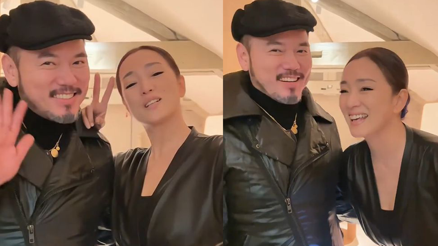 57岁巩俐罕见出镜 靠好友肩头伸手比V可爱又随和