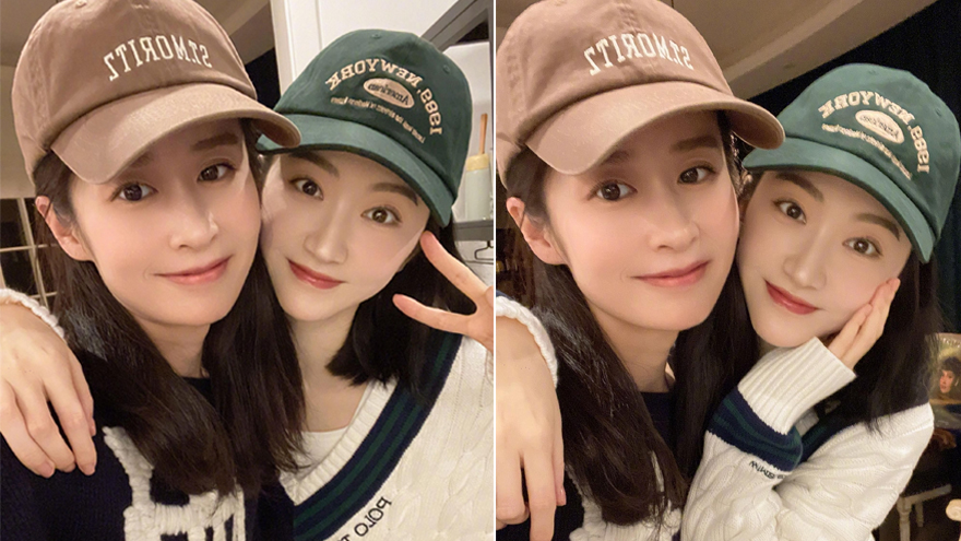 颖儿晒照庆祝34岁生日 与景甜同框合照皮肤细腻状态好