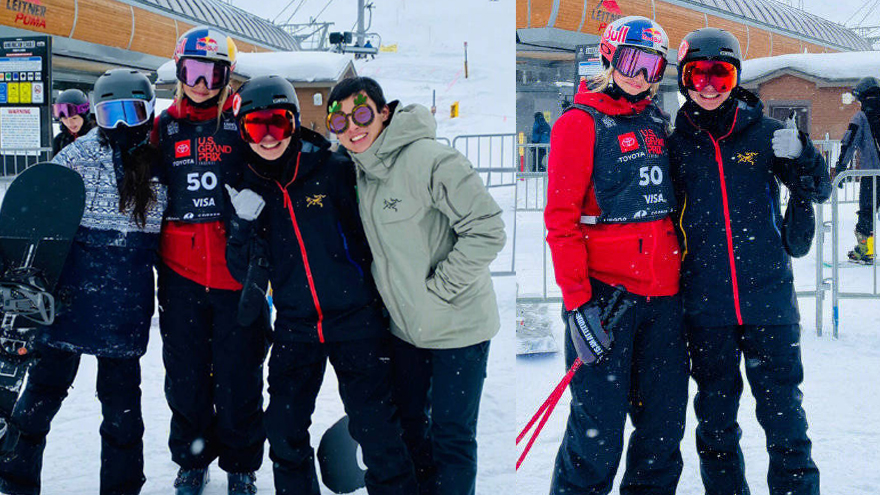 谷爱凌滑雪场与粉丝合影曝光 对镜灿笑气质迷人状态佳