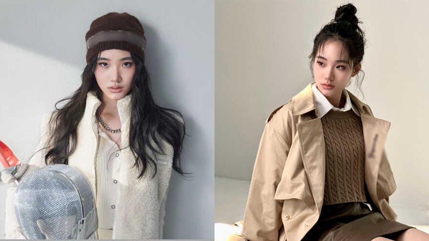 小S二女儿扎丸子头大秀美腿 穿卡其色风衣温婉有气质