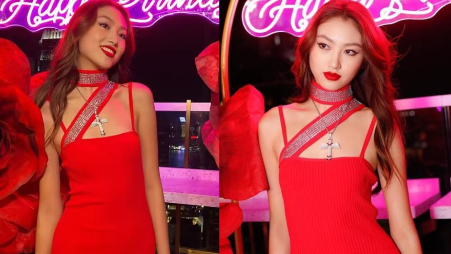 任达华女儿庆18岁生日 穿红色短裙踩长靴成熟性感