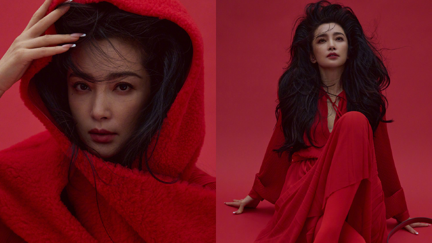 李冰冰多面情绪探索大片释出 穿红色外套复古明艳