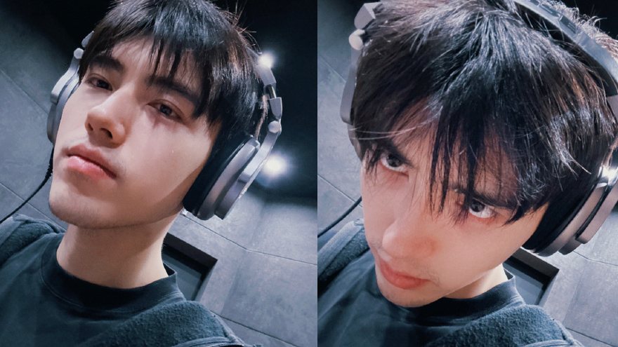 陈飞宇晒录音室六宫格随拍 胡渣顺毛造型拿捏各种角度