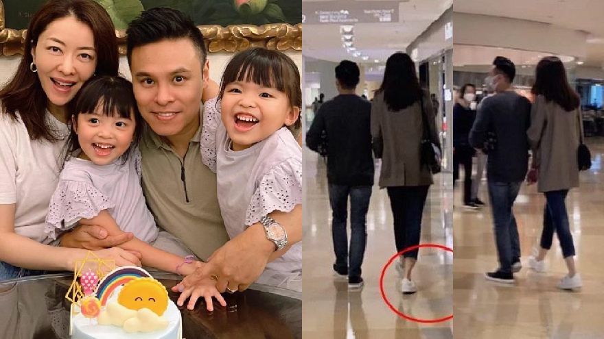 熊黛林郭可颂挽手逛街秀恩爱 穿平底鞋依旧高老公半头