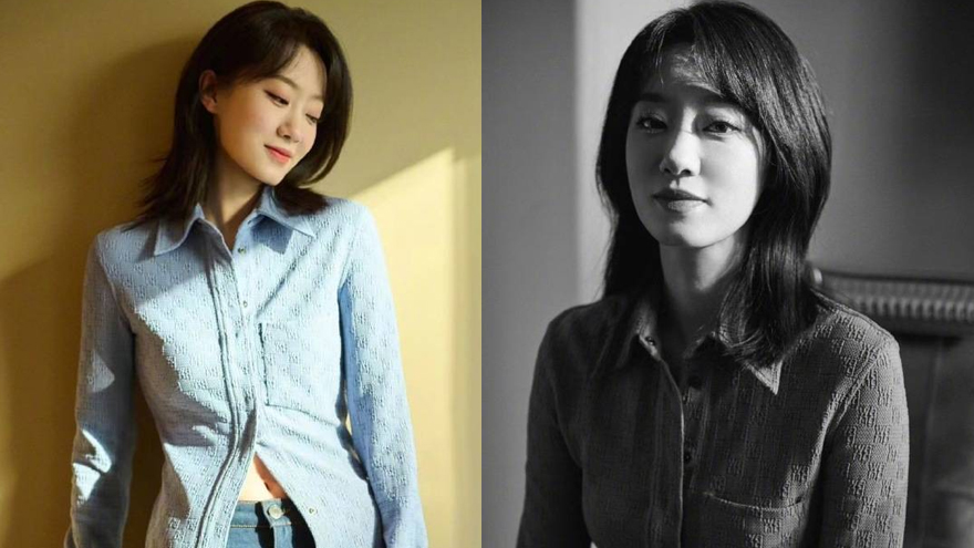 张小斐着蓝色衬衫小露蛮腰 造型干练优雅显成熟气质