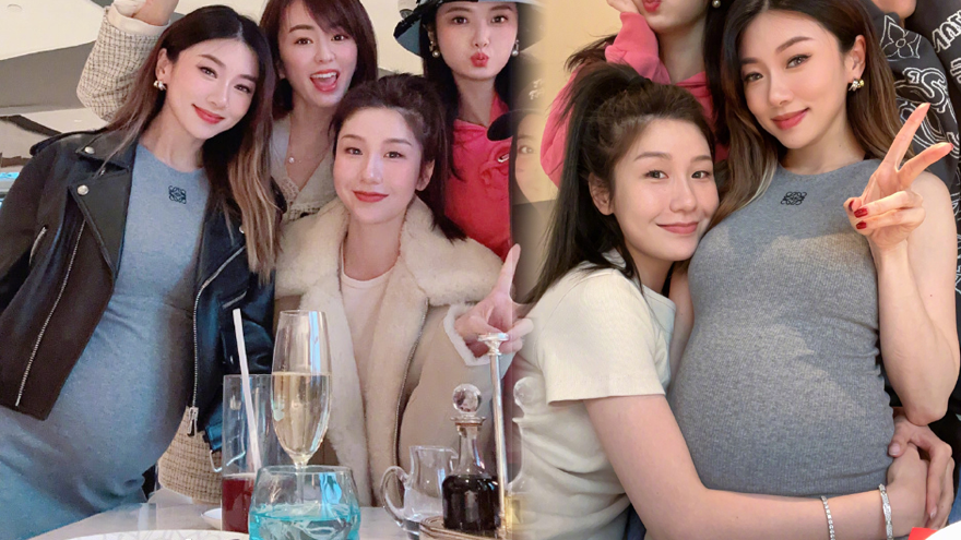 程晓玥晒孕期照依然时尚 孕肚大到需双手环抱