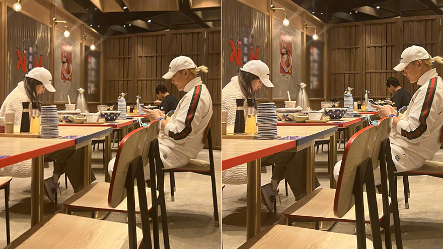 网友情人节偶遇黄子韬徐艺洋 二人戴情侣帽就餐低调甜蜜