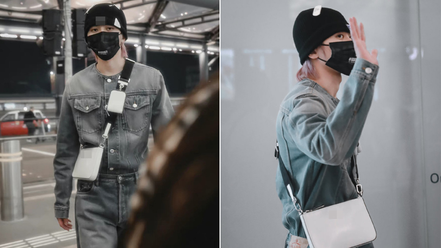 蔡徐坤牛仔套装出发米兰时装周 清冷高挑时尚感满满