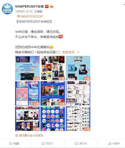 NINE PERCENT debuted for a semi-annual "transcript". Source: screenshot Weibo
