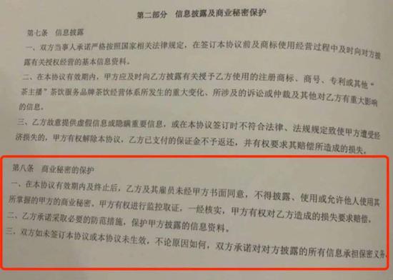  （加盟合同 受访者供图）