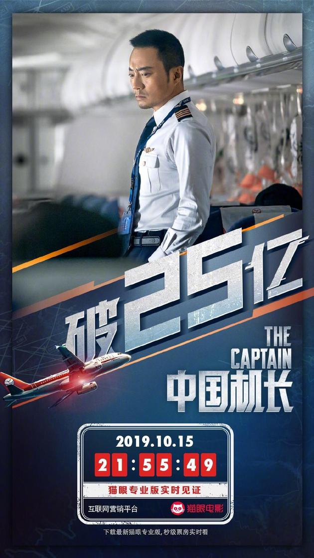 《中国机长》票房25亿 居中国电影票房总榜第12名