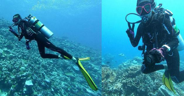 3-07-杨秀惠去外地潜水，近距离接触海底生物。