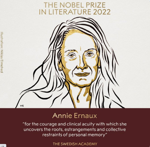 安妮·艾尔诺获2022年诺贝尔文学奖