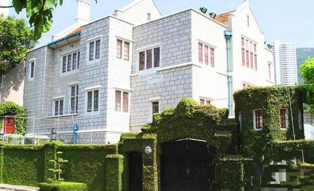 白色的豪华别墅包围在绿植中