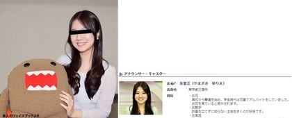 《周刊新潮》刊出报道中的女主播照片（左图），虽刻意将眼睛遮住，但和NHK电视台的照片比对后便可明显看出是山崎友里江本人。