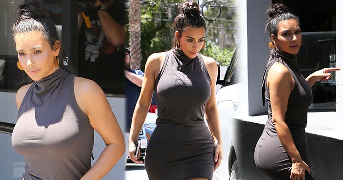 卡戴珊紧身裙出街大胸突兀 被曝全身整形