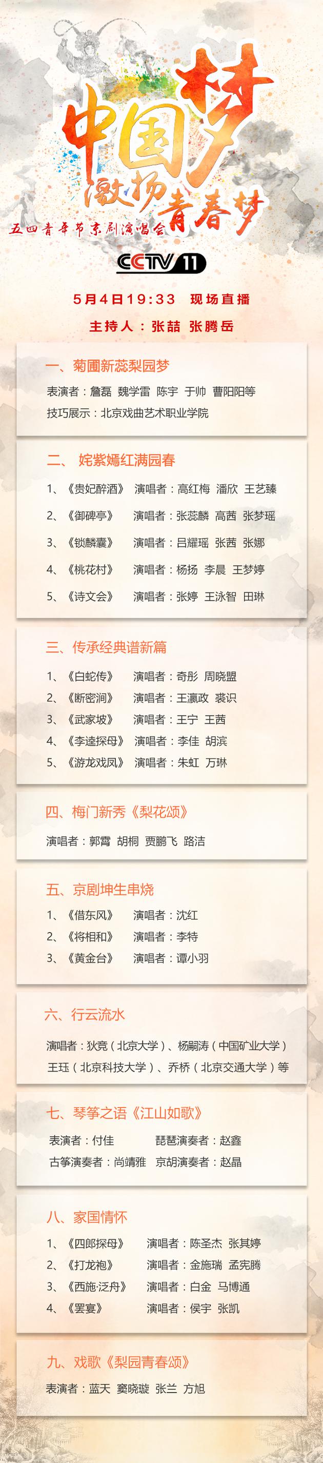 五四京剧演唱会节目单