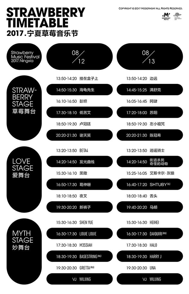 2017宁夏草莓音乐节演出时间表