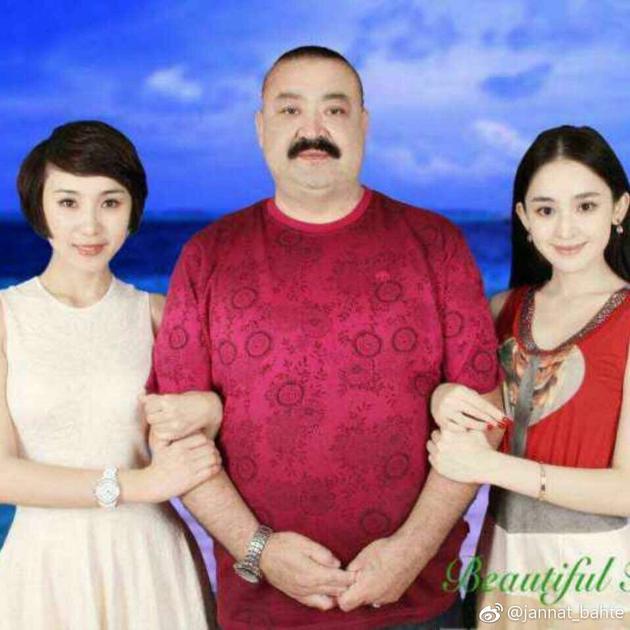 古力娜扎姐妹与父亲合照