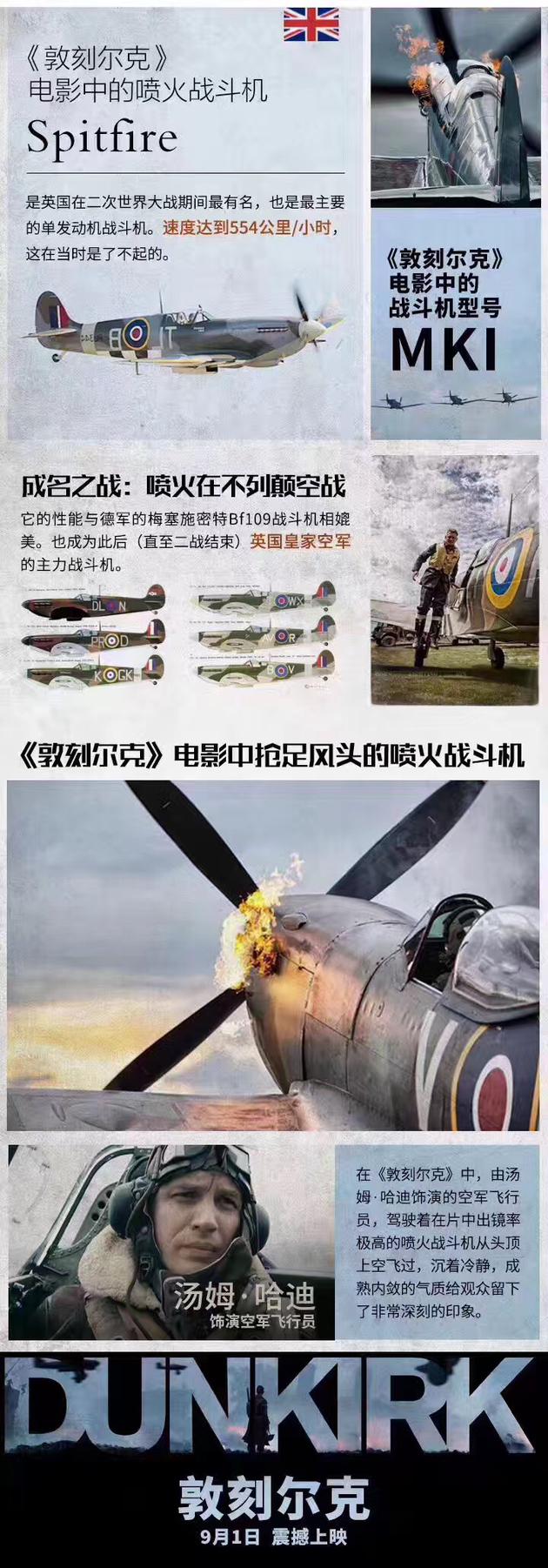 《敦刻尔克》电影中的喷火战斗机