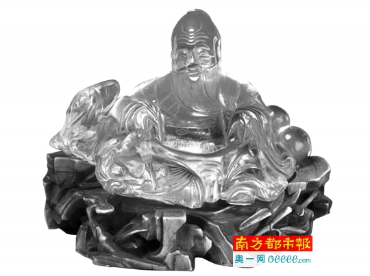 水晶雕鹿鹤同春寿星