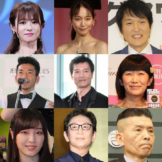 （左上起）深田恭子、吉冈里帆、千原浩史、森慎太郎、寺胁康文、川村惠美子、谱久村圣、古馆伊知郎、上方义雄