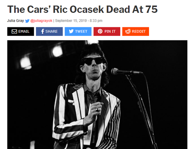 The Cars乐队主唱Ric Ocasek