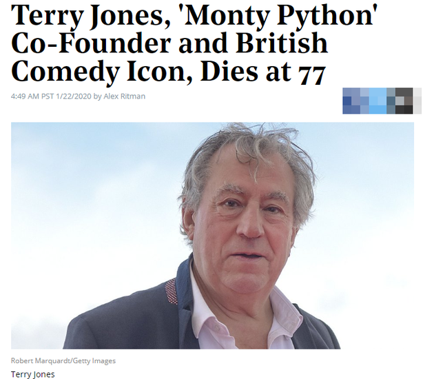 英国喜剧演员Terry Jones去世