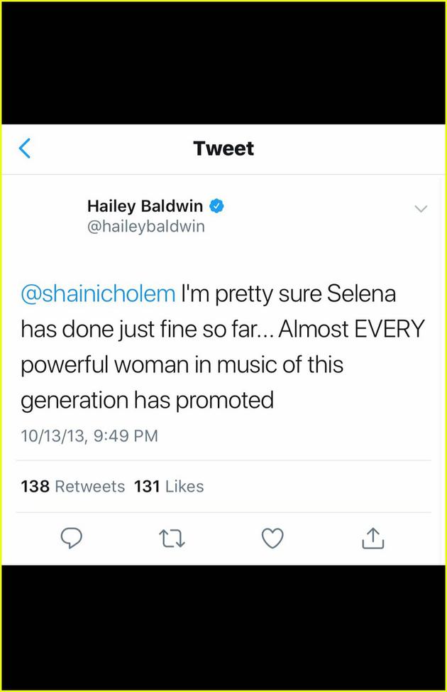 海莉社交网络发文称赞赛琳娜