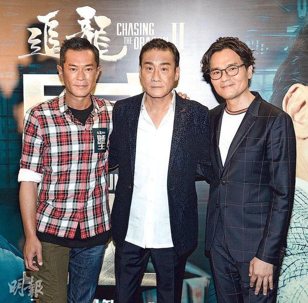 三大影帝古天乐（左起）、梁家辉及林家栋前晚（6月5日）出席电影《追龙II：贼王》首映礼。