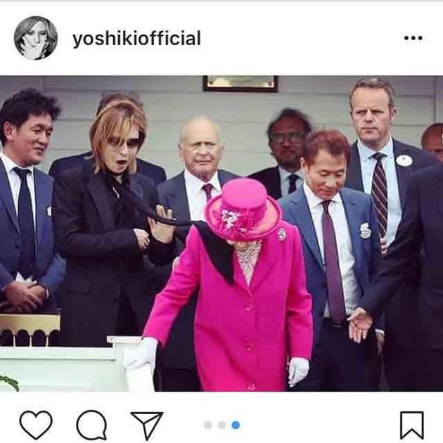 Yoshiki围巾吹到英国女王脸上道歉称女王很温柔 Yoshiki 英国女王 X Japan 新浪娱乐 新浪网