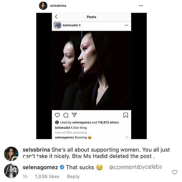 赛琳娜发表评论被删帖