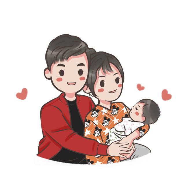 何雯娜晒手绘全家福