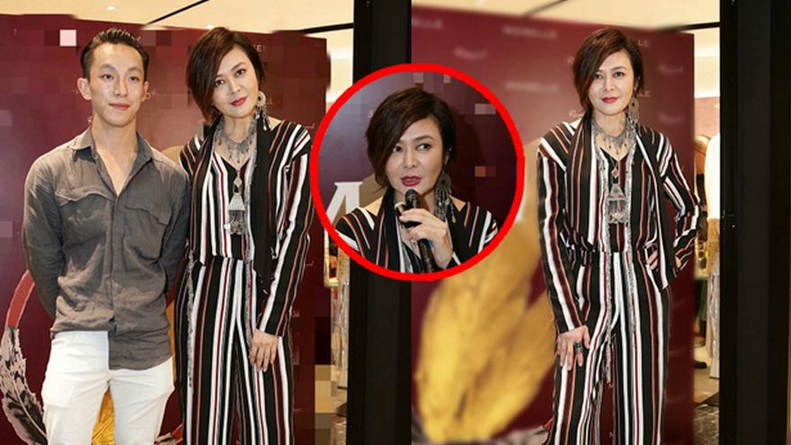 56岁关之琳条纹套装显干练 民族风配饰搭短发气场足