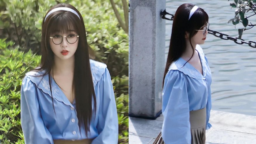 虞书欣新剧路透曝光！戴圆框眼镜穿百褶裙清纯又乖巧