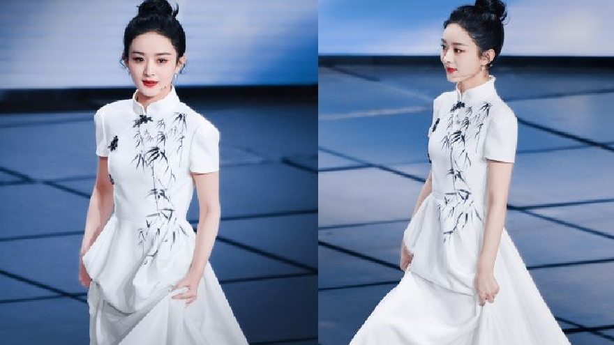 赵丽颖春晚唱《满庭芳国色》 着笔墨竹韵演绎国风之美