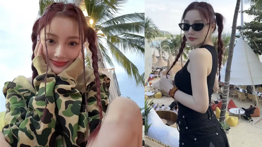 李小璐晒三亚度假美照 大秀香肩美腿白到发光