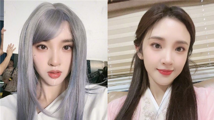 唐艺昕自拍皮肤吹弹可破 银发似漫画女主甜美酷飒