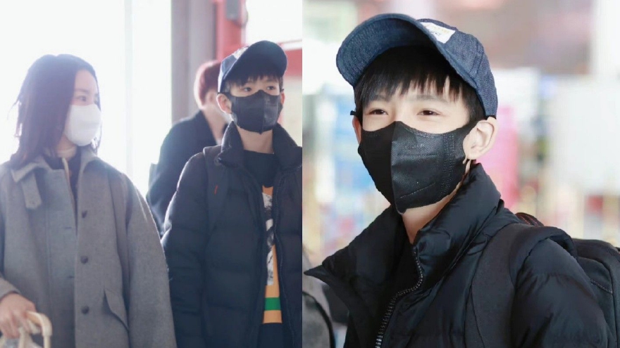 董洁带儿子现身机场 顶顶笑眼弯弯十分俊秀