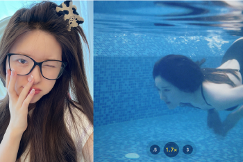 赵露思度假游泳健身秀好身材