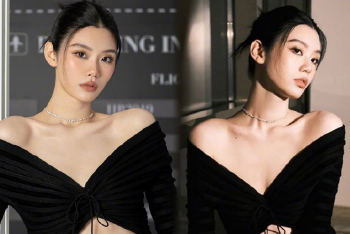 奚梦瑶穿抹胸衣秀锁骨