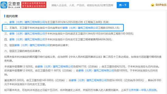 Wang Luodan became the executor for defaulting on the project payment