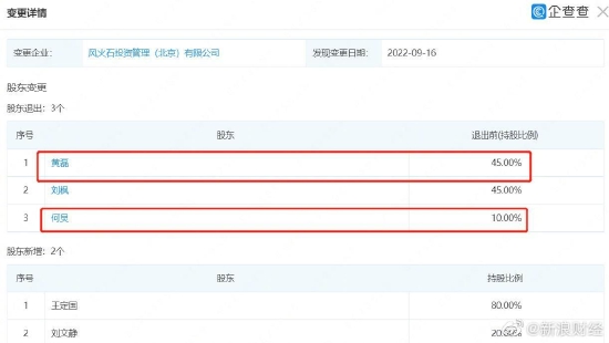 何炅黄磊退出合伙投资公司