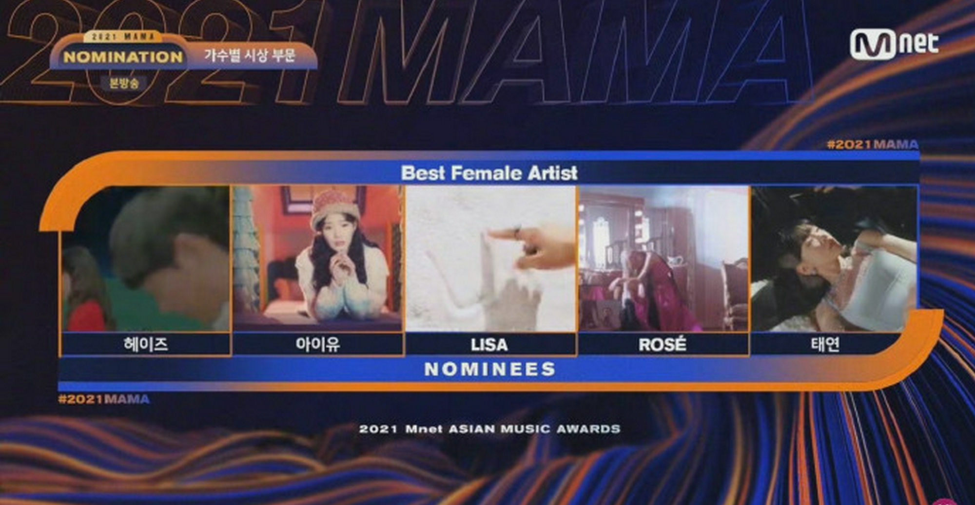 组图：2021MAMA提名名单曝光 颁奖礼将在韩国国内举行