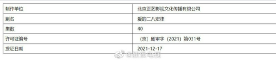 杨幂许凯《爱的二八定律》取得发行许可证 杨幂许凯《爱的二八定律》取得发行许可证