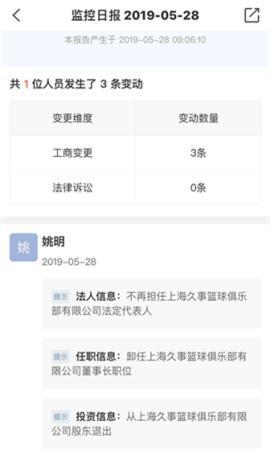 姚明不再担任上海久事篮球俱乐部有限公司法定代表人(图源网络)