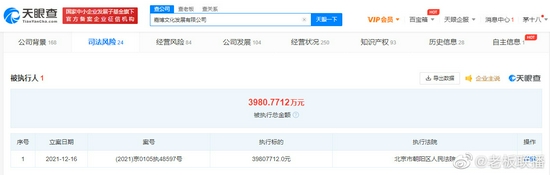 陈建斌蒋勤勤参股公司被强制执行 执行标的3980万 陈建斌蒋勤勤参股公司被强制执行 执行标的3980万
