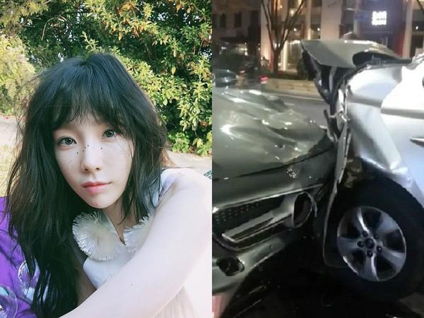 泰妍（左）、车祸现场（右）